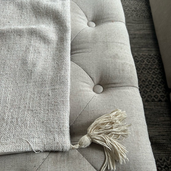 2 Covers | 1 Abstract Botanical Throw Pillow Cover & 1 Plain Linen with Tassels - Picture 8 of 12